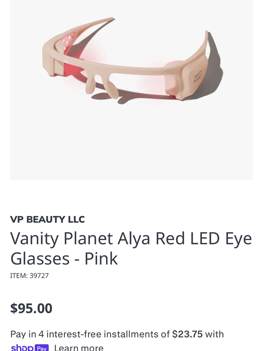 Alya Pink Red LED Eye Glasses